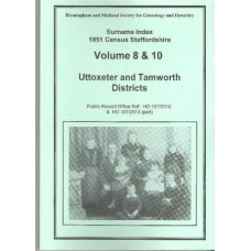 Uttoxeter and Tamworth Districts - 1851 census Surname index Volume 8 and 10
