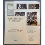 Shakespeare Memorial Theatre Programme 1954, The Tragedy of Romeo and Juliet Programme 1954, plus ephemera - Used Shakespeare Memorial Theatre Programme 1954, The Tragedy of Romeo and Juliet Programme 1954, plus ephemera - Used