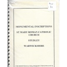 Studley - St. Mary Roman Catholic Church -  Monumental Inscriptions - Used book