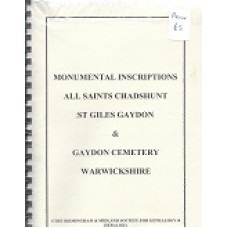 Gaydon Cemetery - All Saints Chadshunt St. Giles Gaydon -  Monumental Inscriptions - Used book