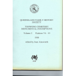 Toowong Cemetery Monumental Inscriptions Volume 2 Portions  7A - 10 - Used book